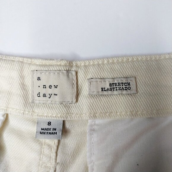 A New Day Wide Leg Pants Size 8 Cream Pockets Casual Preppy Closet Essential - Picture 3 of 9